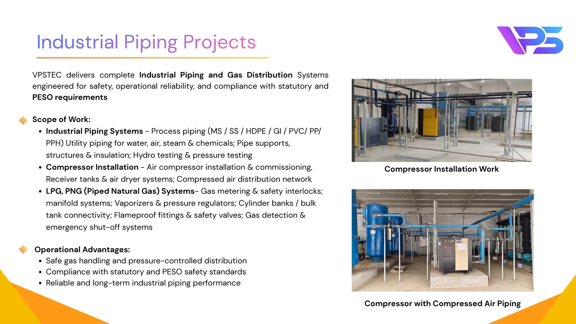 Industrial Piping Projects. Company profile slide 13 of 18.