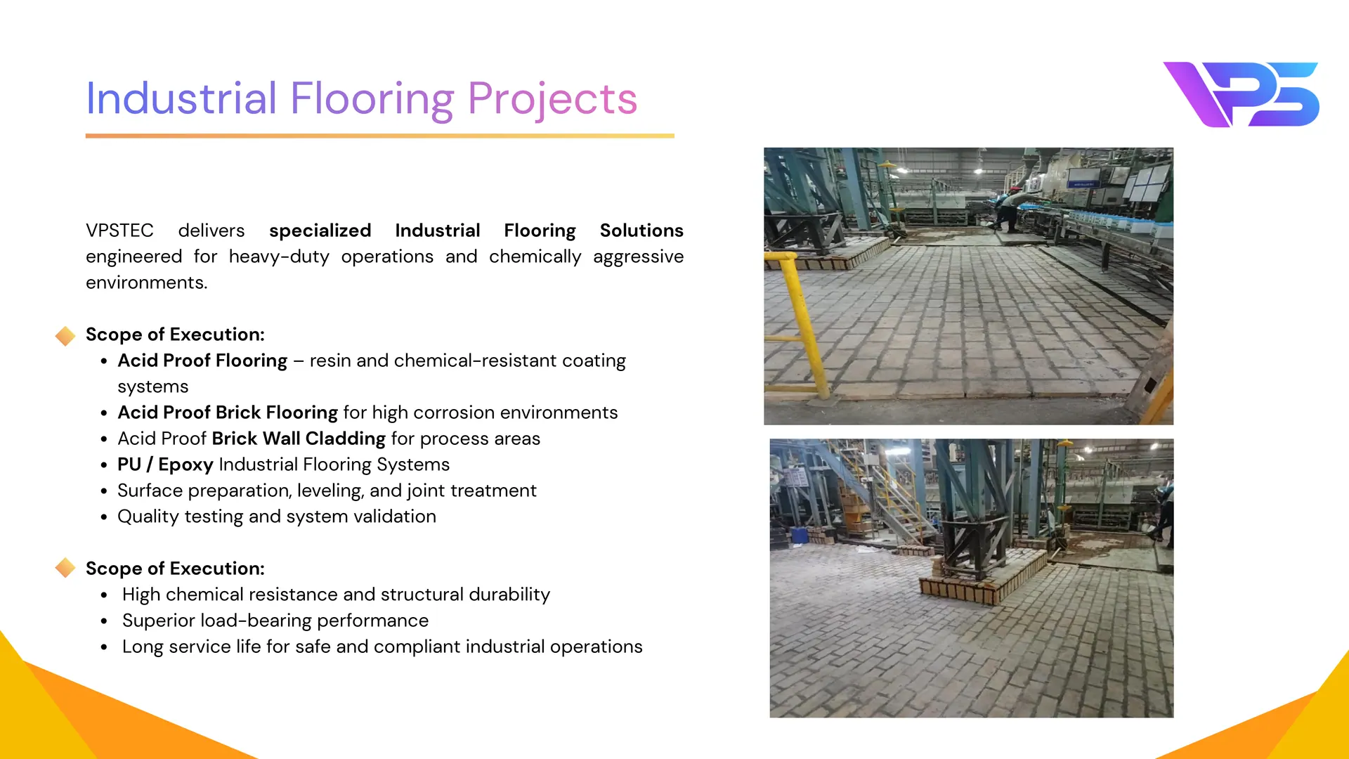 Industrial Flooring Projects. Company profile slide 16 of 18.